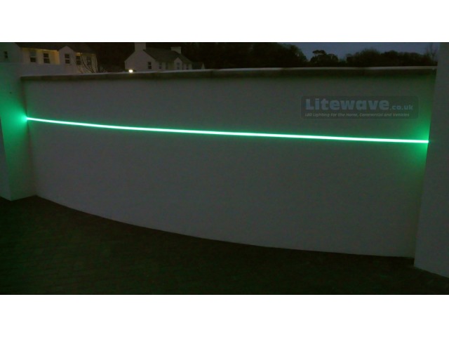 An outdoor wall with a moving light effect